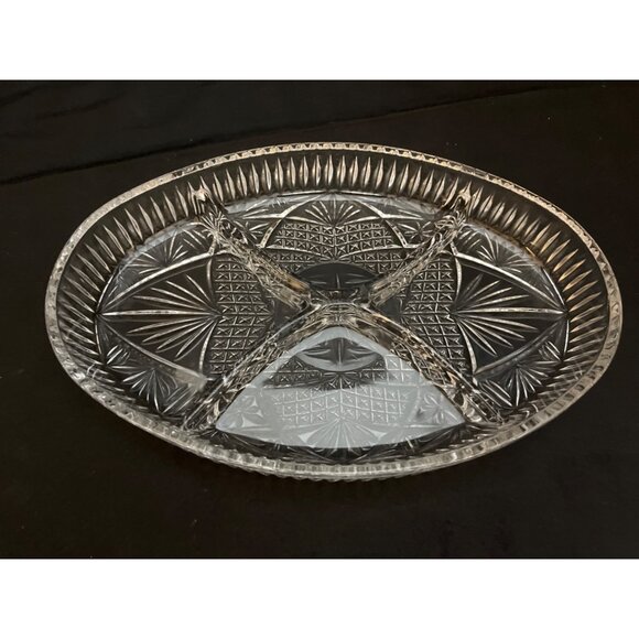 Vintage Libbey Glass Divided Serving Oval Dish 4 Sections 11” - Picture 2 of 5